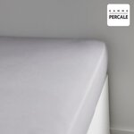 Drap housse - 140 x 200+30 cm - 100  Percale de coton uni - Acier
