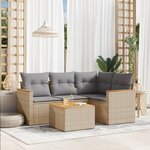 vidaXL Salon de jardin avec coussins 5Pièces mélange beige résine tressée
