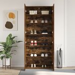 vidaXL Cabinet à chaussures Chêne fumé 80x35 5x180 cm Bois d'ingénierie