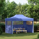 vidaXL Tente de réception pliable avec 3 parois 3x4 m Acier Bleu