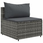 vidaXL Salon de jardin 4 Pièces avec coussins Gris Résine tressée