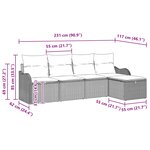 vidaXL Ensemble de canapé de jardin 5 Pièces Gris et marine polyrotin