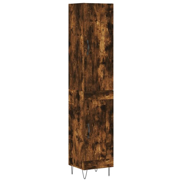 vidaXL Buffet haut Chêne fumé 34 5x34x180 cm Bois d'ingénierie
