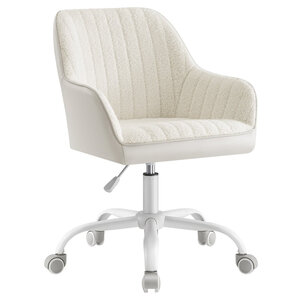 Chaise de bureau avec surface en tissu velours fauteuil pivotant siège ergonomique rembourrage en mousse hauteur réglable beige 12_0004852