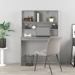 vidaXL Bureau avec étagères Gris béton 102x45x148 cm Bois d'ingénierie