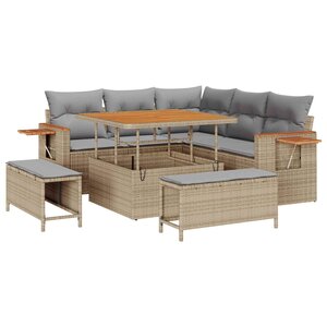 vidaXL Ensemble de canapé de jardin 8 Pièces Beige polyrotin