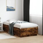 vidaXL Cadre de lit avec LED sans matelas chêne fumé 90x190 cm