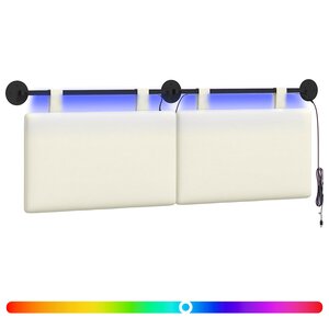 vidaXL Tête de lit suspendue Crème Tissu en velours côtelé