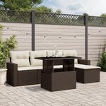 vidaXL Salon de jardin avec coussins 6 Pièces marron résine tressée