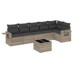 vidaXL Salon de jardin avec coussins 7 Pièces gris clair résine tressée