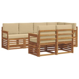 vidaXL Ensemble de canapés d'extérieur 7 pc Naturel et Beige Polyester
