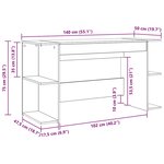 vidaXL Bureau chêne artisanal 140 x 50 x 75 cm Bois d'ingénierie