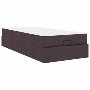 vidaXL Cadre de lit avec matelas Marron foncé 100 x 200 cm tissu