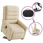 vidaXL Fauteuil inclinable de massage électrique Crème Tissu