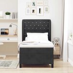 vidaXL Lit à ressorts avec matelas Noir 90 x 200 cm Velours