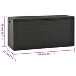 vidaXL Boîte de rangement de jardin Anthracite 116x44x55 cm