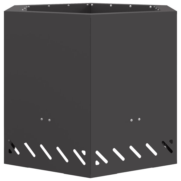 vidaXL Foyer sans fumée hexagonal noir 58x58x51 cm en acier