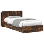 vidaXL Cadre de lit avec rangement avec tiroir Chêne fumé 90 x 190 cm
