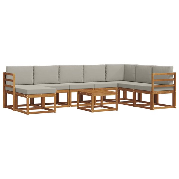 vidaXL Ensemble de canapés d'extérieur 9 Pièces Gris Naturel et Clair