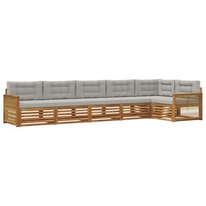 vidaXL Ensemble de canapés d'extérieur 6 Pièces Naturel et gris clair
