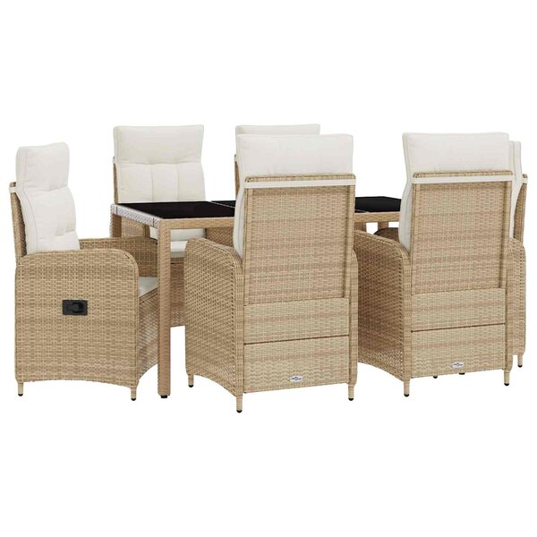 vidaXL Ensemble de repas extérieur 7 Pièces Beige et blanc crème