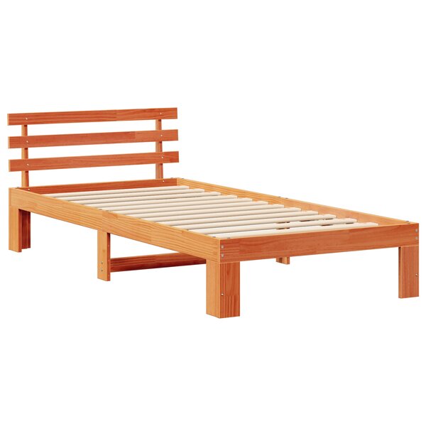 vidaXL Cadre de lit en bois de pin Marron ciré Bois massif Simple