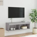 vidaXL Meuble TV avec lumières LED sonoma gris 100x30x30 cm