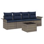 vidaXL Ensemble de Canapés avec coussin 5 Pièces Gris polyrotin
