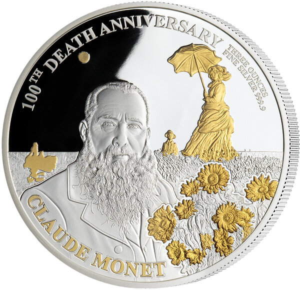 Monnaie CLAUDE MONET 3 Oz Argent 200 Francs Djibouti (PRÉCOMMANDE)