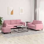 vidaXL Ensemble de canapés 3 Pièces avec coussins rose velours