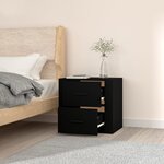 vidaXL Table de chevet murale Noir 50x36x47 cm