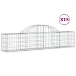 vidaXL Paniers à gabions arqués 15 Pièces 200x30x40/60 cm Fer galvanisé