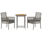 vidaXL Ensemble bistro de jardin 3 Pièces Gris Poly rotin