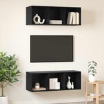 vidaXL Ensemble meuble TV 2 Pièces Chêne noir 37 x 37 x 107 cm