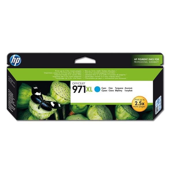 Hp 971xl cartouche d'encre cyan grande capacité authentique pour hp officejet pro x451/x476/x551/x576 (cn626ae)