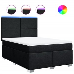vidaXL Sommier à lattes de lit avec matelas Noir 160x200 cm Tissu