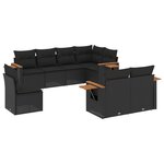 vidaXL Salon de jardin 8 Pièces avec coussins noir résine tressée