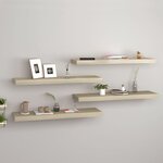 vidaXL Étagères murales flottantes 4 Pièces Chêne 80x23 5x3 8 cm MDF