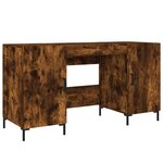 Bureau table poste de travail meuble d'ordinateur informatique étude chêne fumé 140 x 50 x 75 cm bois d'ingénierie brun 02_0023577