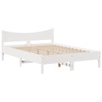 vidaXL Cadre de lit avec tiroirs blanc 135x190 cm bois de pin massif