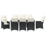 vidaXL Ensemble de Salle à Manger de Jardin 9 Pièces avec Coussins Rattan Poly Noir