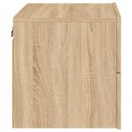 vidaXL Table de chevet murale avec lumières LED chêne sonoma