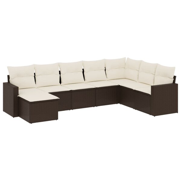 vidaXL Salon de jardin 8 Pièces avec coussins marron résine tressée