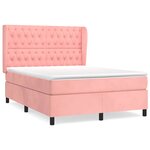vidaXL Sommier à lattes de lit avec matelas Rose 140x190 cm Velours