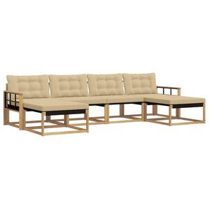 vidaXL Ensemble de canapés d'extérieur 6 pc Blanc et Beige