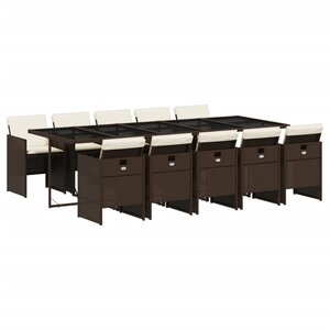 vidaXL Ensemble à manger de jardin et coussins 11 Pièces marron rotin