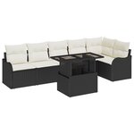 Ensemble de Canapé de Jardin 7 pièces vidaXL avec Coussins Noir Poly Rattan