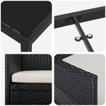 vidaXL Ensemble de salle à manger pour jardin 3 Pièces Noir Poly rotin