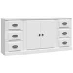 vidaXL Buffets 3 Pièces Blanc Bois d'ingénierie