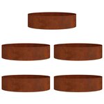 vidaXL Anneau de jardinière 5 Pièces Marron 80 x 80 x 20 cm Acier patiné